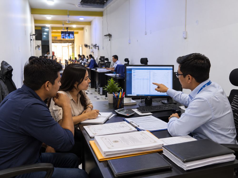 Contador capacitando a emprendedores en un sistema de facturación electrónica